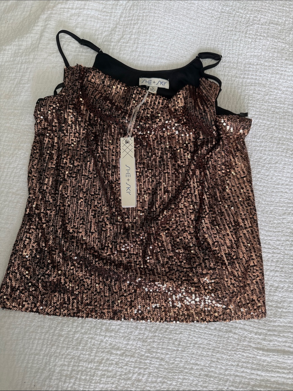 SHE + Sky Rose Gold Sequin Cami Top